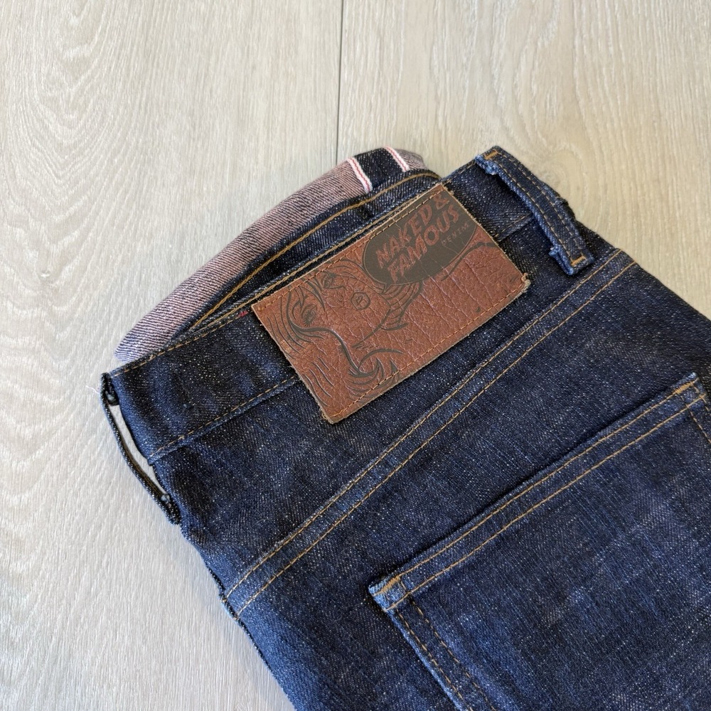 Naked & Famous Jeans Super Skinny Guy Button Fly Sakura Selvedge Mens 33 X 33